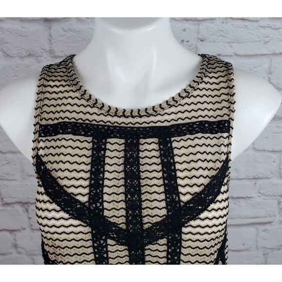 Free People Striped Sleeveless Open Back Lace Trim Peplum Top ~ XS / Extra Small - Picture 5 of 10